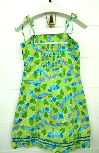 Vtg Lilly Pulitzer White Label Toucan Bird Mini Sundress 10 Green Blue Tie Strap - Picture 2 of 21