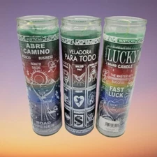 Candles Buena Suerte,  Abre Camino,  Para Todo, 3pk Assorted 7 Color 7 day Candl