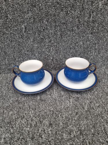 2 x Denby Imperial Blue Cups and Saucers Stoneware - Picture 1 of 18