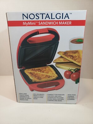 Nostalgia MyMini Non-Stick Sandwich Maker Red  Great Gift.