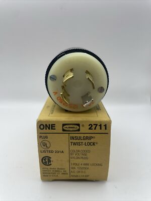 BRAND NEW 30 Amp Hubbell 2711 SEMA 3 Pole 4 Wire Grounding Twist Lock Plug