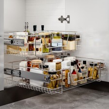 1/2/3X PULL OUT WIRE BASKET CARGO KITCHEN STORAGE LARDER DRAWER MOUNTED CUPBOARD