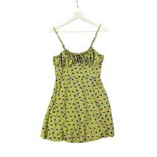 URBAN OUTFITTERS Kamaryn Tie-Front Mini Dress Womens SZ M Green Floral Milkmaid