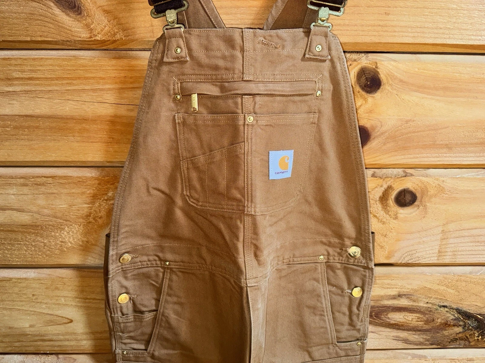Carhartt Double Knee Brown Duck Canvas Overalls Men's Size 38x30 EUC