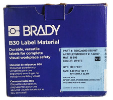 Brady B30C-4000-595-WT 141027 White 4" x 100' Label Material