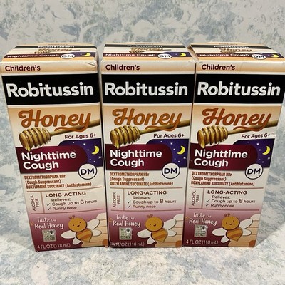 Robitussin Children s Honey Nighttime Cough DM Liquid 4oz (Lot of 3) Exp 06/27
