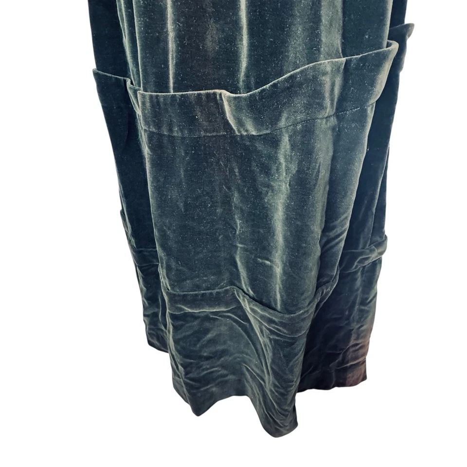 Vintage 40s WWII era Green Velvet Satin Trimmed Evening Dress Ruched size S - Image 4 of 4