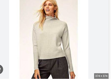 Aritzia Wilfred Cyprie Sweater XXS Gray 100 Merino Wool Mock Neck Pullover