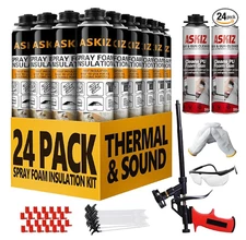 ASKIZ Spray Foam Insulation Kit 24 PACK 480 Board Feet, Polyurethane Expanding