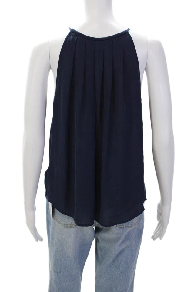 Camiseta sin mangas Joie para mujer con correa de espagueti de seda azul marino talla mediana Foto 3 de 4