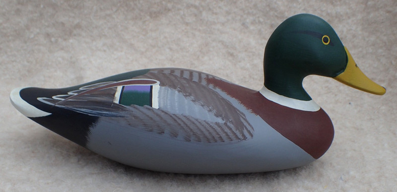 SIGNED 1992 CHARLES JOBES HAND PAINTED MINIATURE MALLARD DRAKE DUCK DECOY