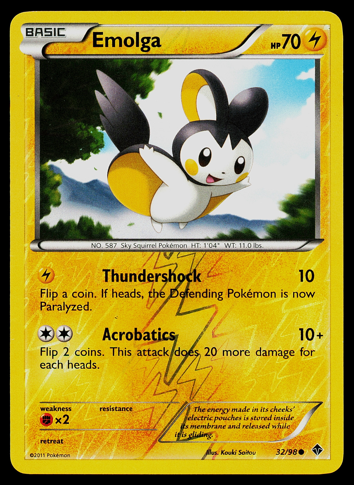 Pokemon Emerging Powers 32/98 Emolga Reverse Holo LP