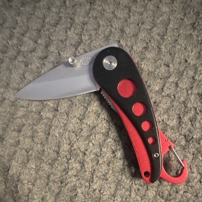 Frost Cutlery Folding Pocketknife Aluminum Handle Red Black Stainless Steel