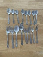 Mixed Stainless Steel Flatware Lot 17 Pc Forks Spoons Walco Japan Korea Vintage