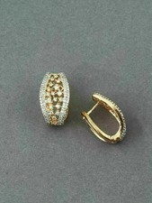 2 Ct Round Cut Lab-Created Diamond Huggie Hoop Earrings 14K Yellow Gold Plated