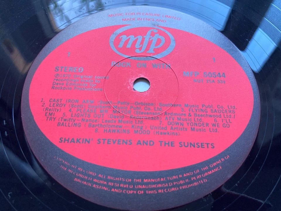 SHAKIN’ STEVENS & THE SUNSETS ORIGINAL VINYL LP - ROCK ON MFP/EMI UKONLYPOST - Image 3 of 4