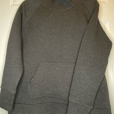 Green Tea Women's Charcoal Quilted Hooded Pullover Sweatshirt M