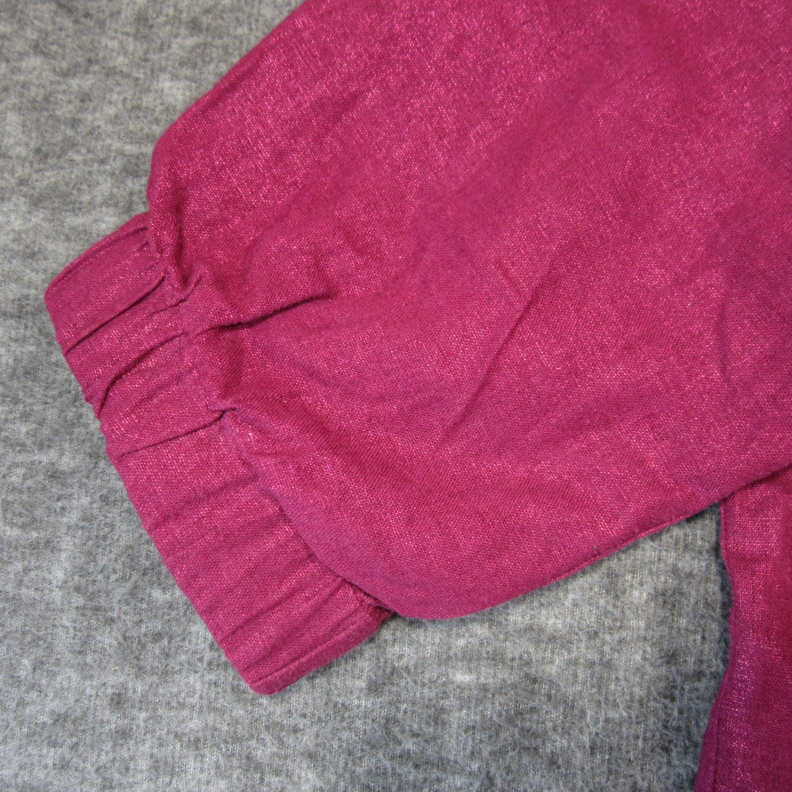 CJ Banks Linen Shirt 1X Fuchsia Button Up 3/4 Sleeve Pintuck Preppy Luxury Beach