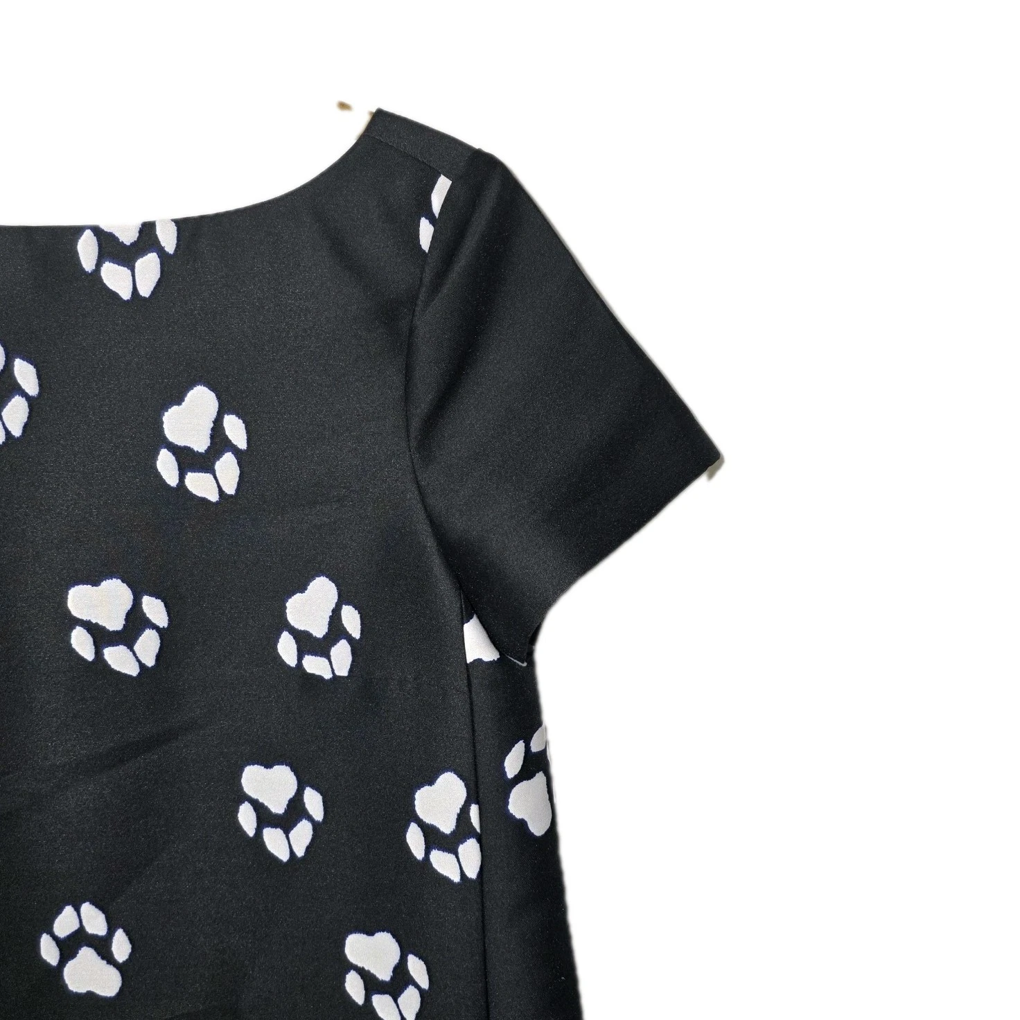 Abito Kate Spade Stampa Zampa Swing Taglia 0 Small Nero Bianco Animale