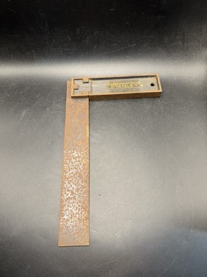 Antique Stanley No 12 Try Square Cast Iron Brass Handle Steel Blade 10'' USA