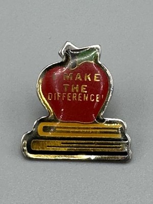 Vintage I Make The Difference Apple Books Teacher Lapel Pin