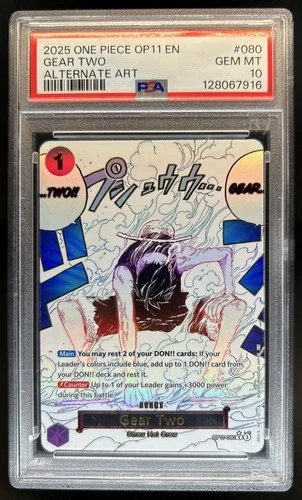 2025 One Piece Gear Two Rare Alt Art Alternative #OP11-080 PSA 10 GEM MINT