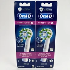 (2) Oral-B CrossAction Toothbrush Replacement Heads 6 TOTAL NEW