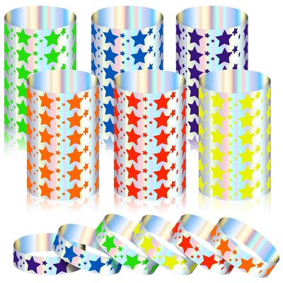 Glenmal 500 Pcs Wristbands for Event Neon Star Wristbands Bulk for Events Bac...