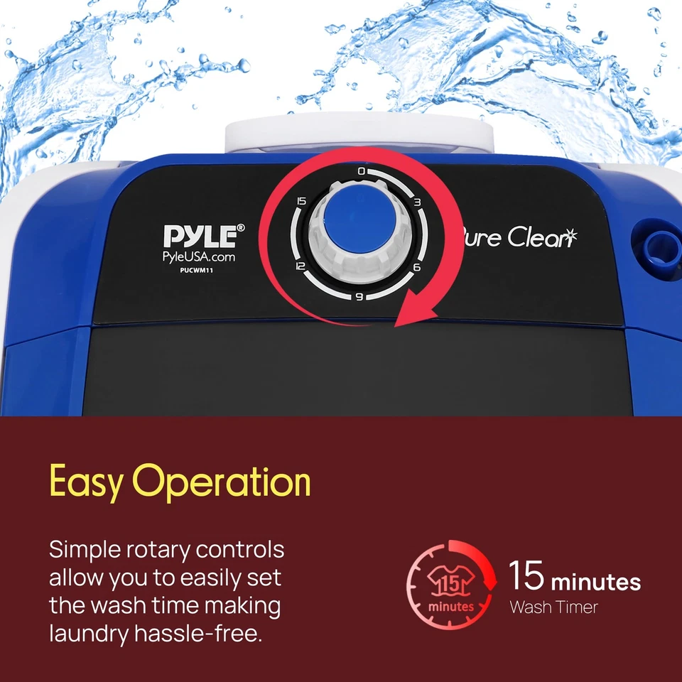Pyle Upgraded Version Portable Washer - Top Loader Portable Laundry, Mini - Image 3 of 4