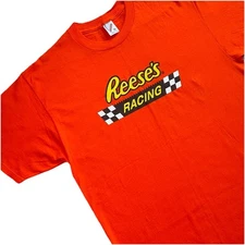 Vintage 90s Reese’s Cup Racing Hersheys Graphic Print Candy T-Shirt USA XL