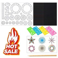27X Spirograph Paper Box Set Draw Spiral Designs Interlocking Toys Gears Wheels 