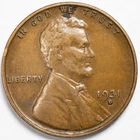 1931-D Extremely Fine (XF) Lincoln Wheat Penny Cent, Denver Mint