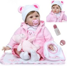 Bambola Reborn Baby 55 cm realistica fatta a mano morbida silicone vinile bambina DHL