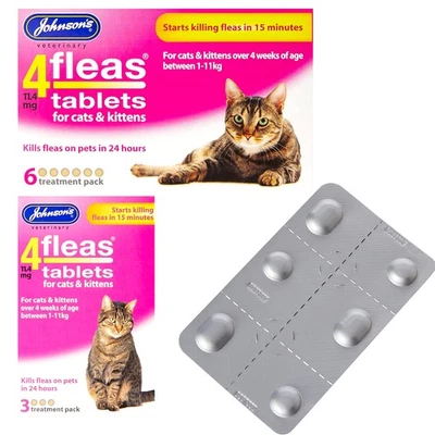 Johnsons Fast Actiong 4Fleas Tablets for Cats & Kittens Pack of 3 / Pack of 6