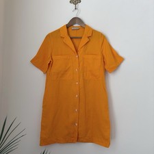 Everlane The Linen Workwear Shirt Dress XS Turmeric Orange