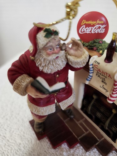 1999 Danbury Mint Dear Santa Please Pause Here Ornament Fireplace - Picture 9 of 15