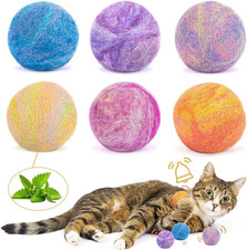 Catnip Toys Balls with Bell Inside, Wool Yarn Cat Balls, 6 Pack Interactive Du