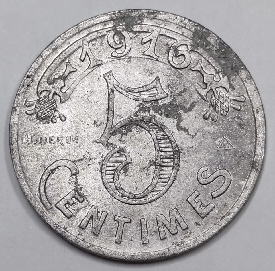 WWI Monnaie, 5 Centimes 1916 Chambre de Commerce de Marseille - Photo 2/2
