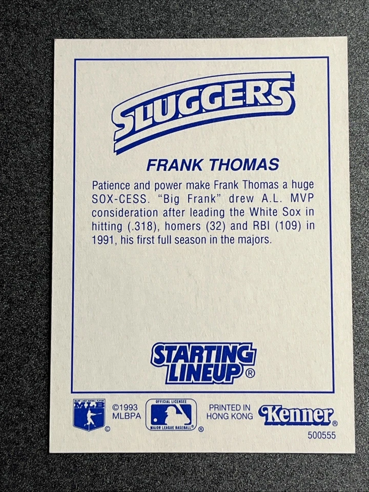 1993 Kenner Starting Lineup Cards Frank Thomas Sluggers NR/MT OR BETTER - Image 2 of 2