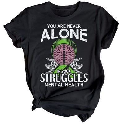 Damen Brain Ribbon Mental Health Awareness T-Shirt Top Angst Emotional 1#MHA