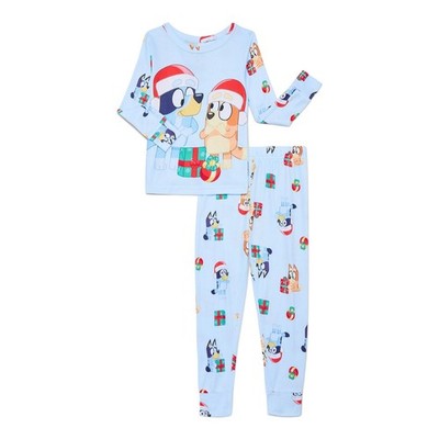 Bluey Toddlers' Christmas Snug Fit Top and Pants Pajama Set, 2-Piece 3T
