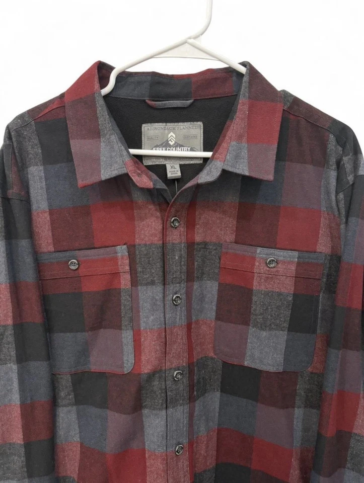 NWT! Men's Free Country Plaid Button Down Adirondack Flannel XL Comfort Warm - Image 2 of 4