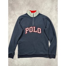 Polo Ralph Lauren Quarter Zip Boys XL/TG 18-20 Fleece Pullover Navy Varsity Logo