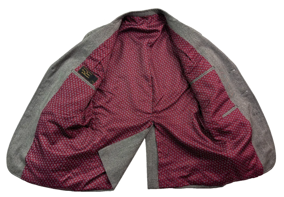 Terno calça vintage anos 90 sob medida 42R 34x30 2 peças cinza espinha de peixe lã de tweed macia EUA - Imagem 4 de 4