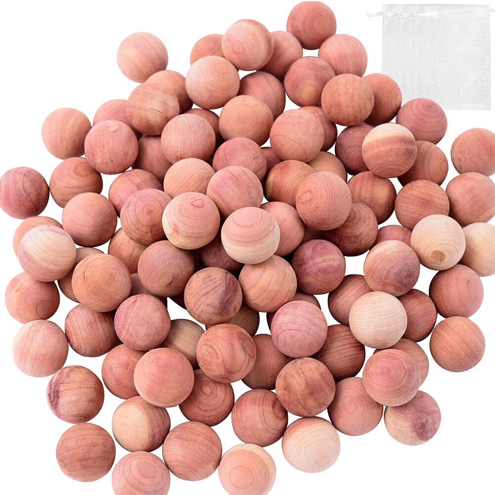 100 Pcs Aromatic Cedar Balls Closet Freshener for Clothes Storage Drawers-image
