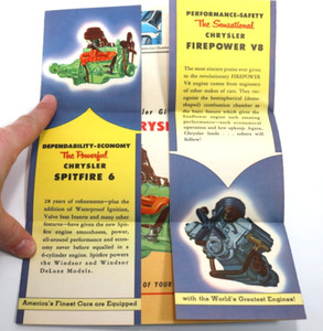 Vintage Chrysler Advertising Engines Pamphlet Spitfire 6 Firepower V8 1953
