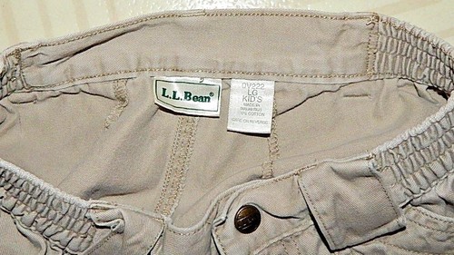 LL BEAN Shorts Kids KHAKI Tan 100% Cotton Size Large (6x-7) - 4 DEEP POCKETS - Picture 3 of 3