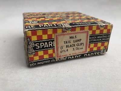 Vintage Raleigh M6.S Rückleuchte (5/8'' schwarzer Clip) nur leerer Karton GC