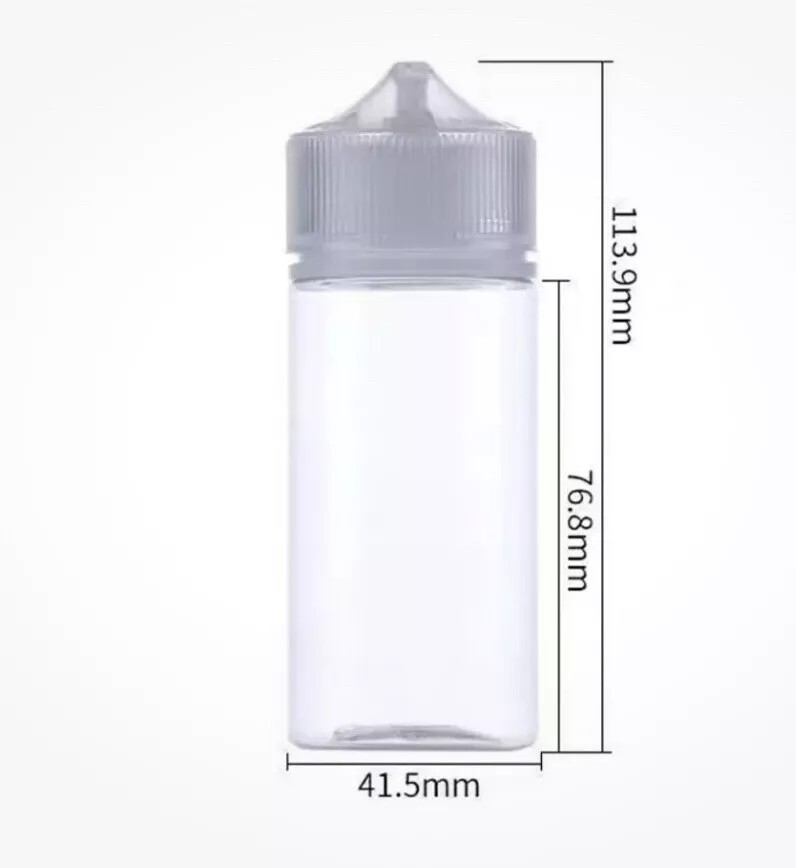 (10) Clear Chubby Gorilla PET 100ml Liquid Bottles Tamper Evident Lid Needle Tip