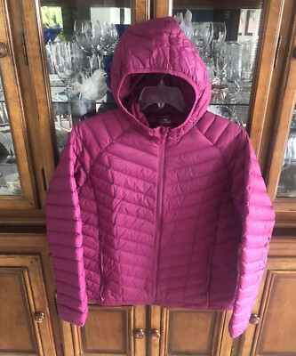 Camel Crown Purple Duck Down Puffer Jacket W/ Hood Large Zip